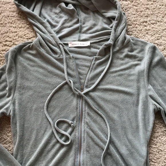 ♥️SIZE SM♥️Sage Color Hooded, Cropped Jacket - Picture 7 of 8